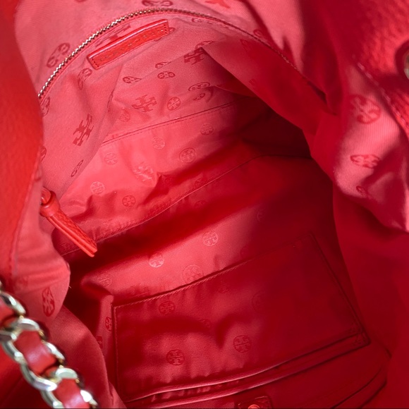 Tory Burch Thea Slouchy Chain Tote in Brilliant Red - Picture 8 of 12